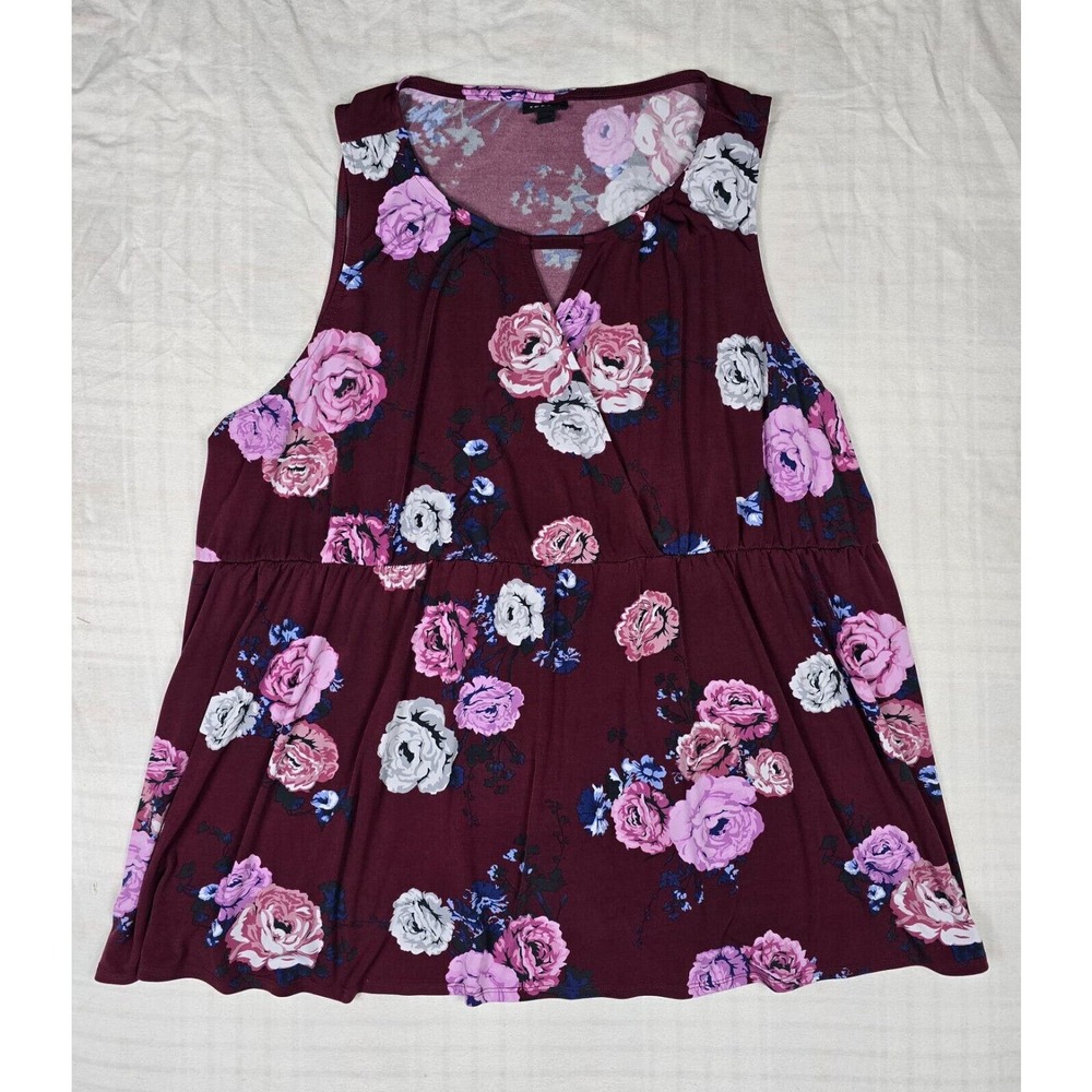 Torrid Sleeveless Dress Floral V Neck Keyhole Front Gathered Waist Size 6